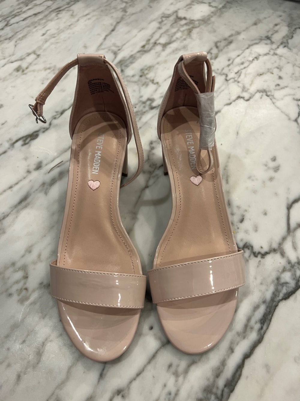 Steve Madden Nude Patent Ankle-Strap Heels New